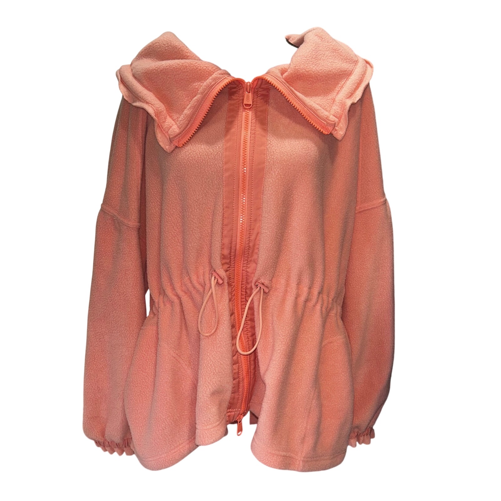 Free People Fp Movement Hit The Slopes Fleece Jacket Coral Pink Xs Full Zip